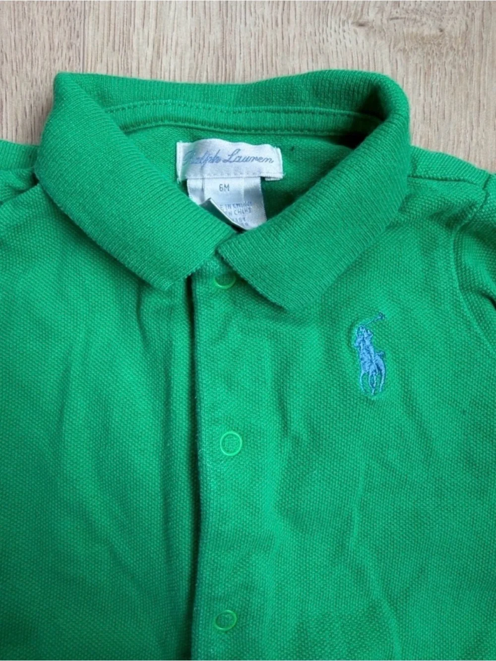 Ralph Lauren Green Polo-Style Baby One-Piece